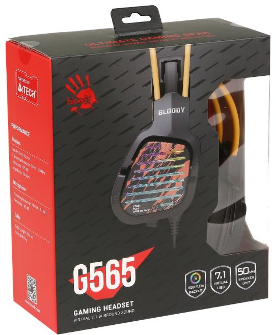 Наушники A4Tech Bloody G565 черно-желтый купить,14480