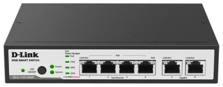 Коммутатор D-link DES-1100-06MP/A1A