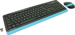Клавиатура A4Tech Fstyler Wireless FG1010 голубой + мышь