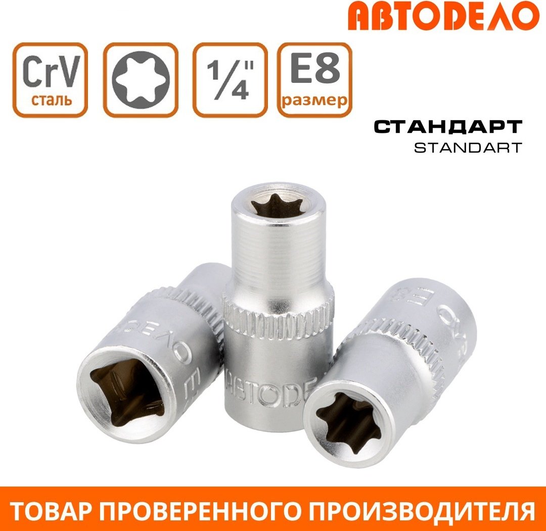 АвтоDело торцевая головка 1/4 39308 1 шт купить,NaN