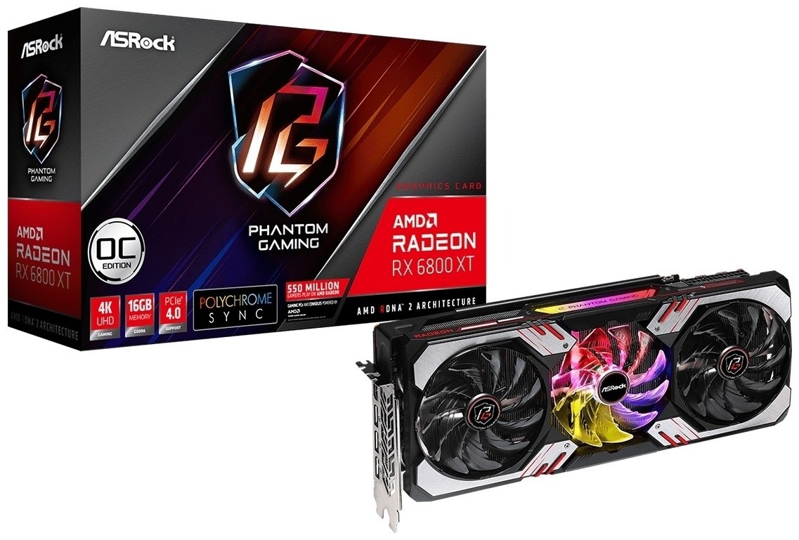 Видеокарта ASRock Radeon RX 6800 XT Phantom Gaming D RX6800XT PGD 16GO 16Gb купить,NaN