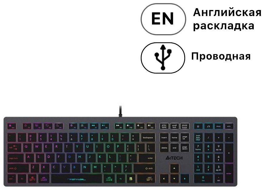 Клавиатура A4Tech Fstyler FX60H NEON BACKLIT черный