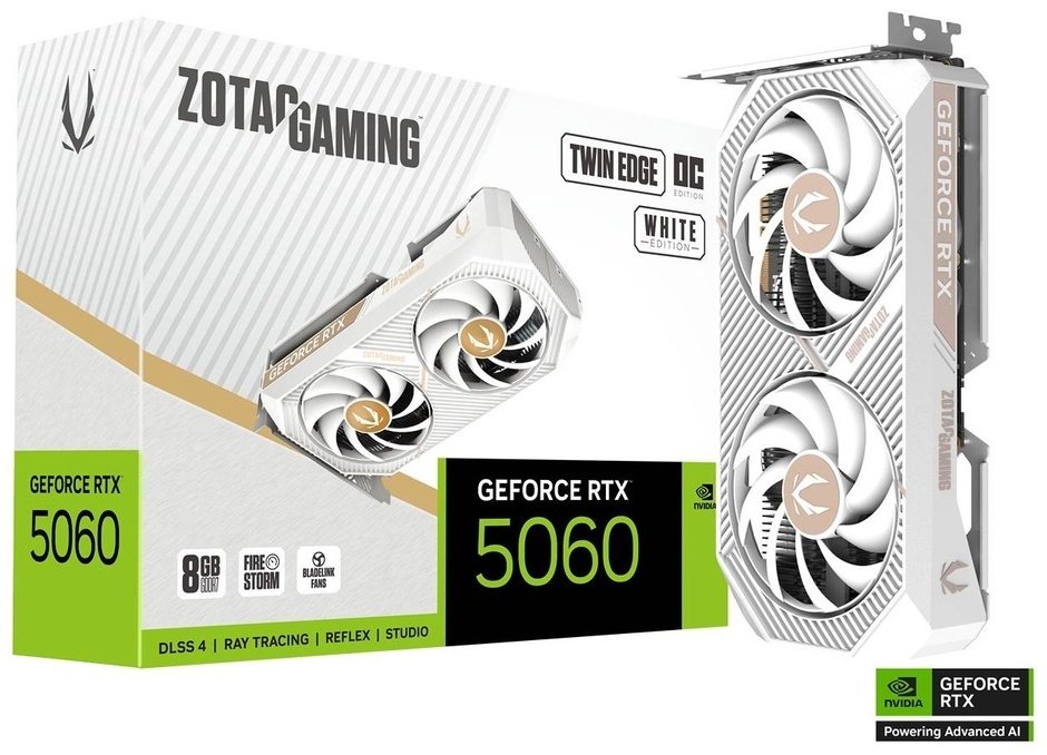 Видеокарта ZOTAC GeForce RTX 5060 TWIN EDGE WHITE OC 8 Гб купить,NaN