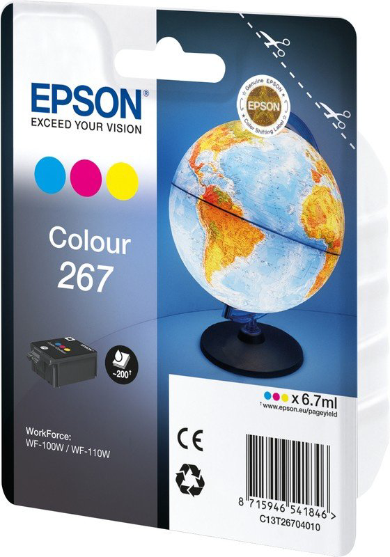 Картриджи Epson C13T26704010 Tri-colour Ink for WorkForce WF-100W голубой (cyan)