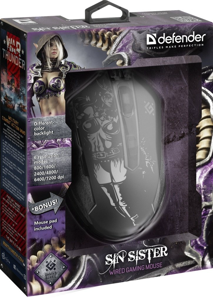 Мышь Defender Sin'Sister GM-933 52933 черный купить,NaN