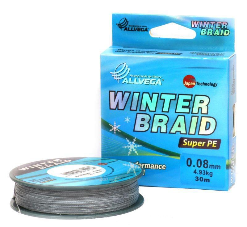 Рыболовный шнур Allvega Winter Braid 0,12 мм серый купить,NaN