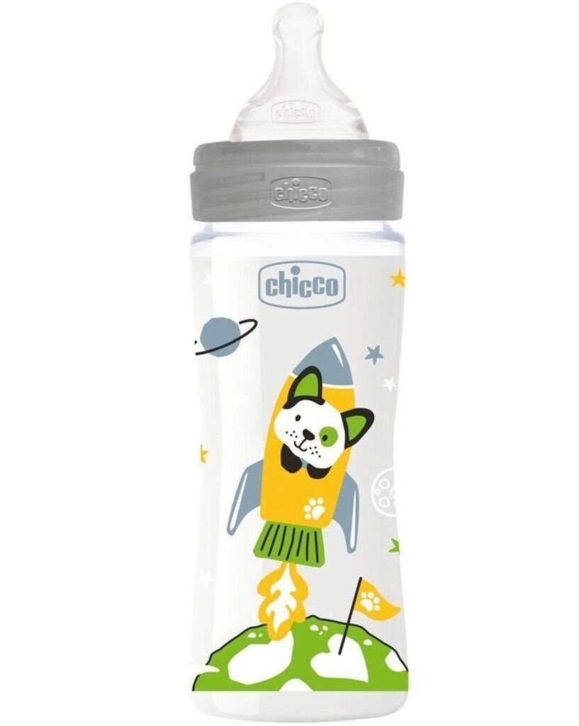 Бутылочка Chicco WellBeing 330мл серая купить,NaN