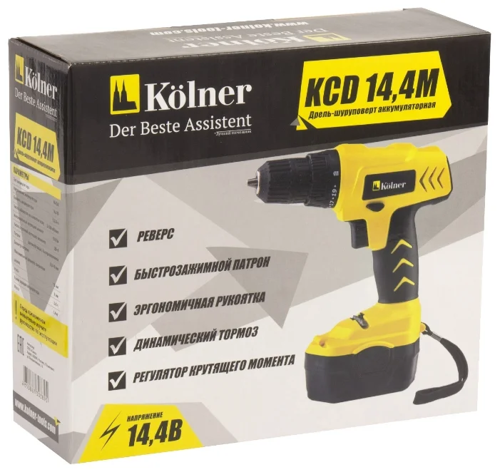 Дрель-шуруповерт Kolner KCD 14,4M желтая купить,NaN
