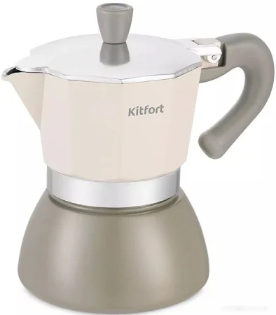 Кофеварка-гейзер Kitfort КТ-7150 серо-бежевая