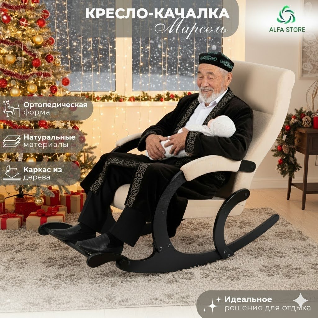 Кресло-качалка ALFA-STORE Марсель, обивка ткань, бежевый купить,NaN