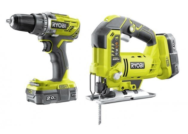 Набор шуруповерт+лобзик Ryobi R18DDJS-220S желтый купить,NaN