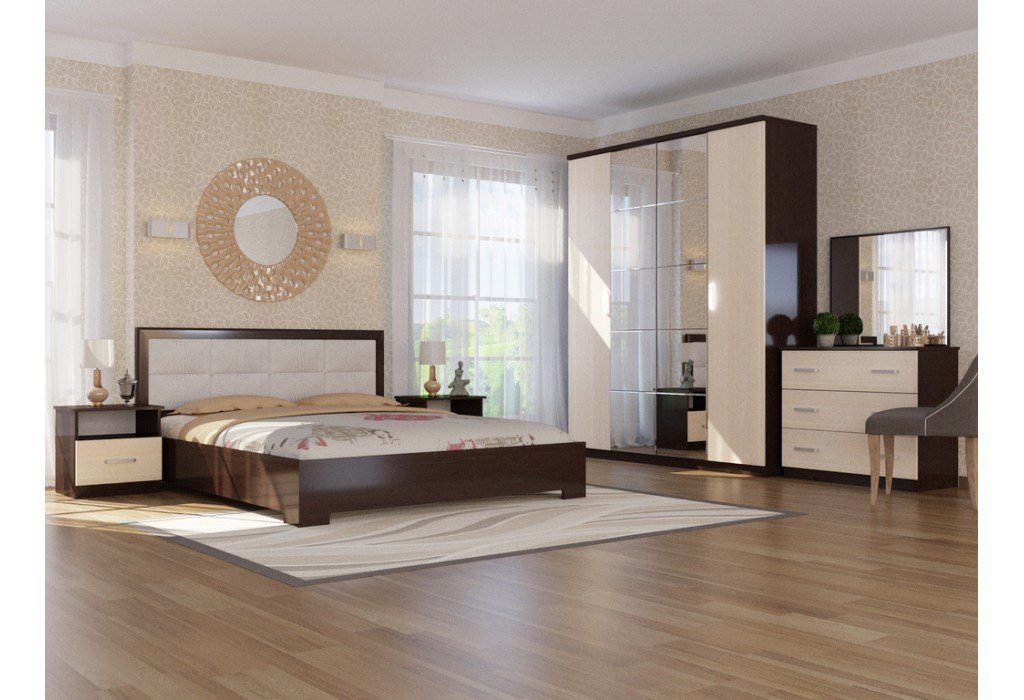 Спальный гарнитур Grand Miks Диана 4Д с матрасом беж/венге купить,305000