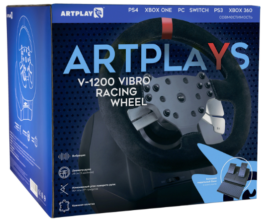 Игровой руль Artplays Vibro Premium Leather Edition V-1200 Black - ForteMarket Игровой руль Artplays Vibro Premium Leather Edition V-1200 Black купить,0
