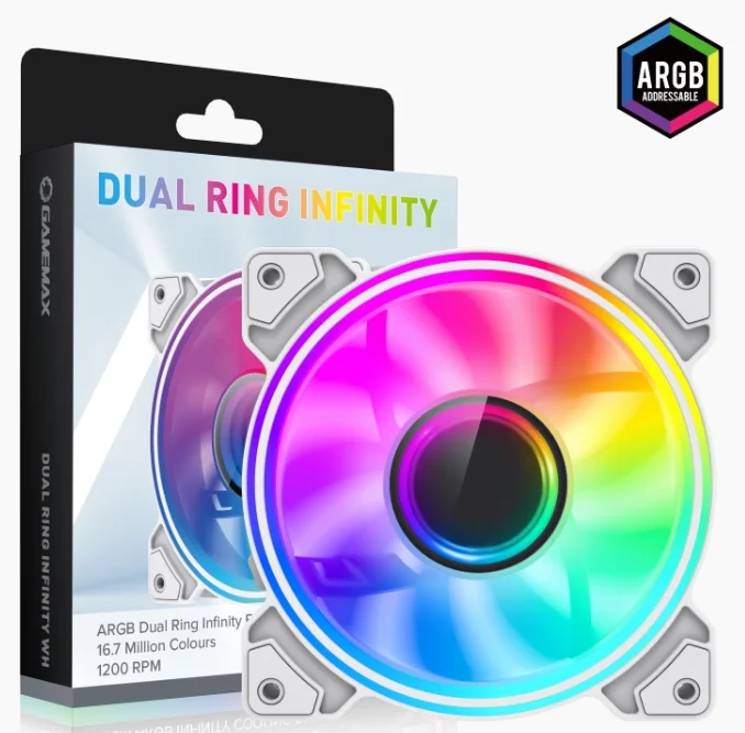 Кулер для корпуса GameMax Dual-Ring-Infinity WT белый - ForteMarket Кулер для корпуса GameMax Dual-Ring-Infinity WT белый купить,0