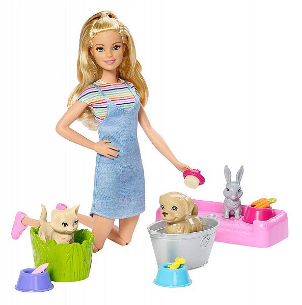 Кукла Mattel Barbie Блондинка с питомцами  FXH110 купить,NaN