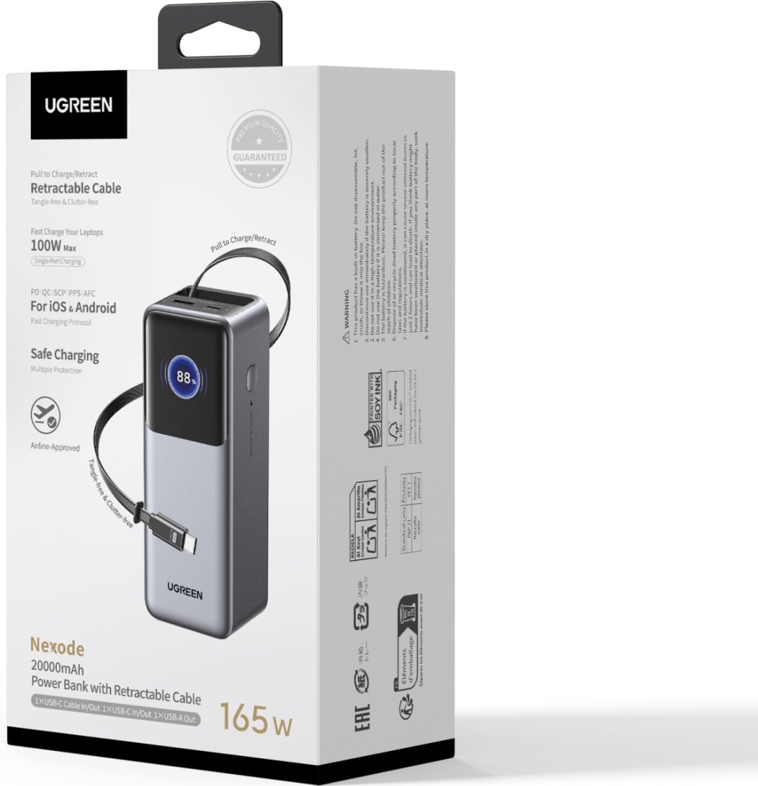 Внешний аккумулятор Ugreen PB726 55987B 165 W 20000mAh Gray