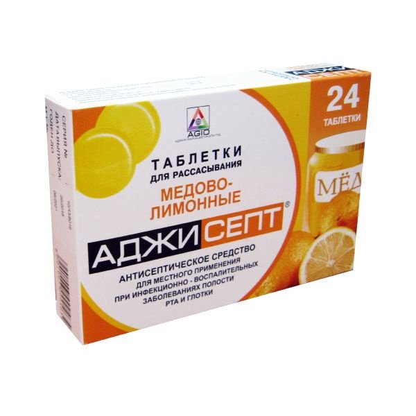 Agio Pharmaceuticals Ltd Аджисепт Мед-лимон 24шт таблетки 