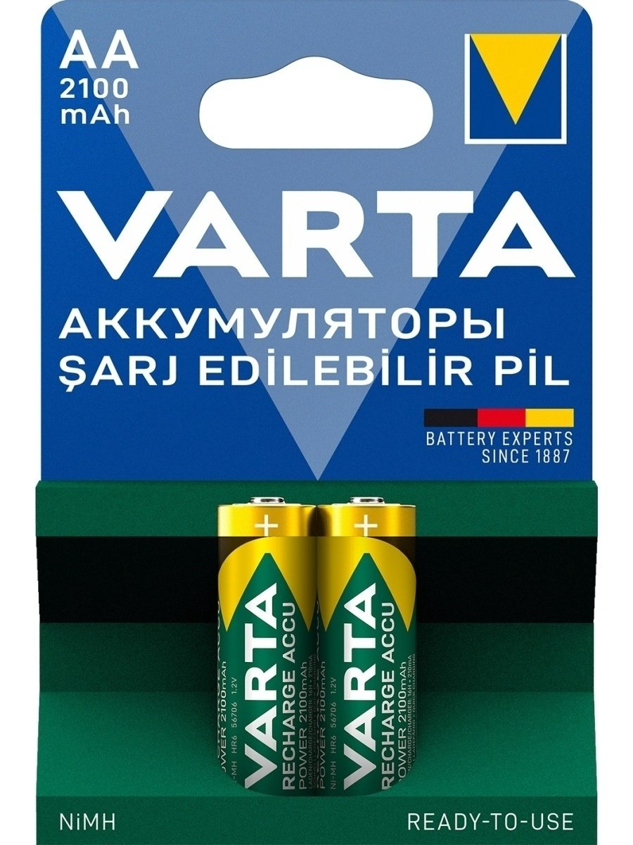  Аккумуляторные батареи Varta R2U Mignon 2100mAh 1.2V-HR6/AA 2шт купить,NaN