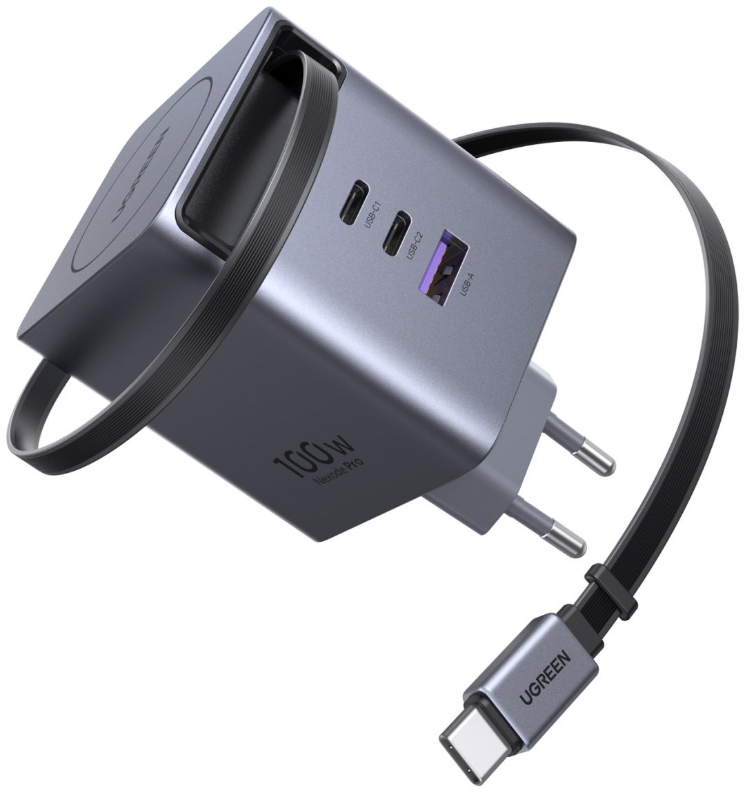 Зарядное устройство Ugreen X616 (65828) USB Type-C, USB 100 Вт серый