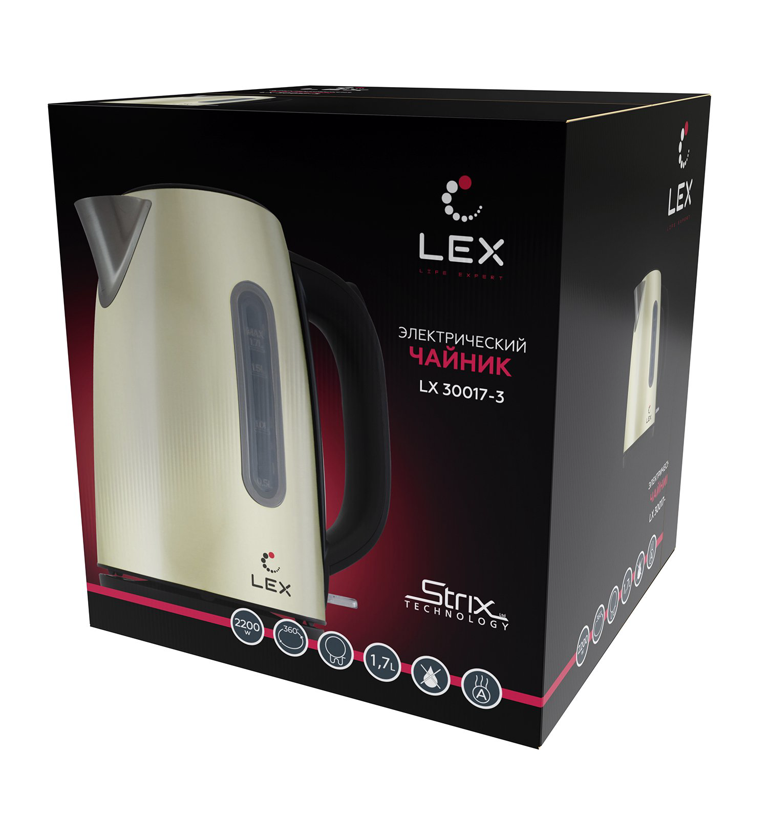 Электрочайник Lex LX-30017-3  1.7л бежевый купить,NaN