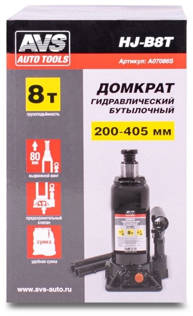 AVS домкрат бутылочный A07086S AVS 8 т купить,NaN