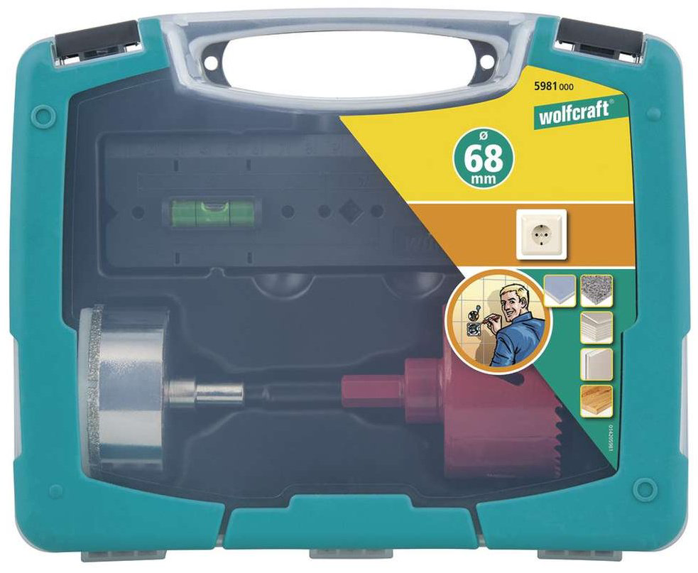 Коронка Wolfcraft 5981000 алмазная D 68 мм, 3 шт купить,24420