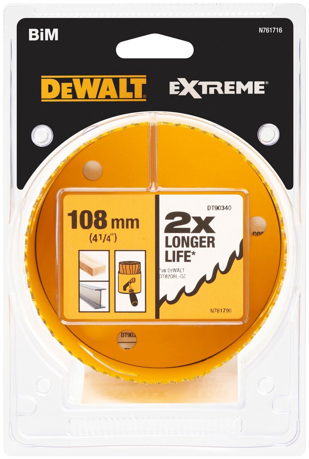 Коронка DeWALT DT90340-QZ биметаллическая D 108, 1 шт - ForteMarket Коронка DeWALT DT90340-QZ биметаллическая D 108, 1 шт купить,26560