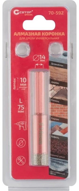 Коронка Коронка алмазная для дрели Cutop Special 14х75мм 70-592 купить,NaN