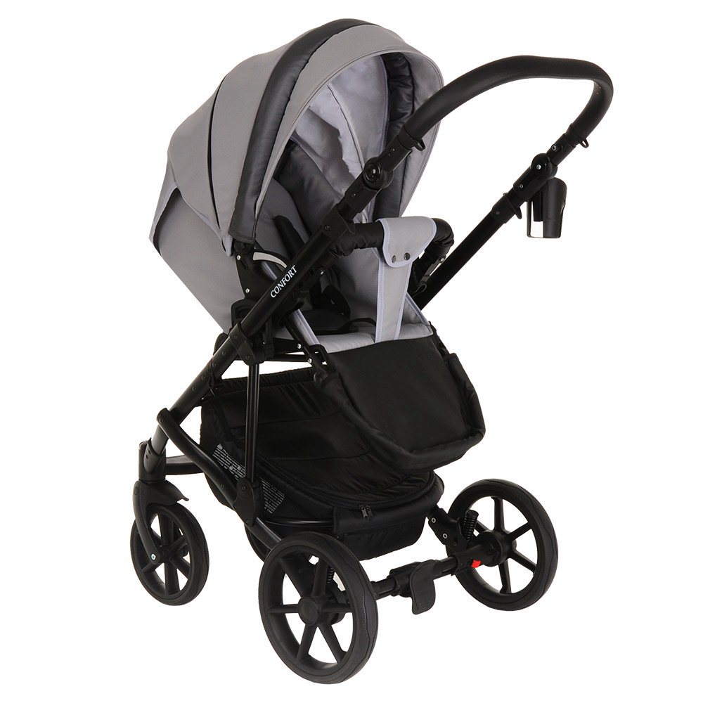 Коляска 2в1 Pituso Confort Plus Кожа Grey/Dark grey/Black купить,NaN