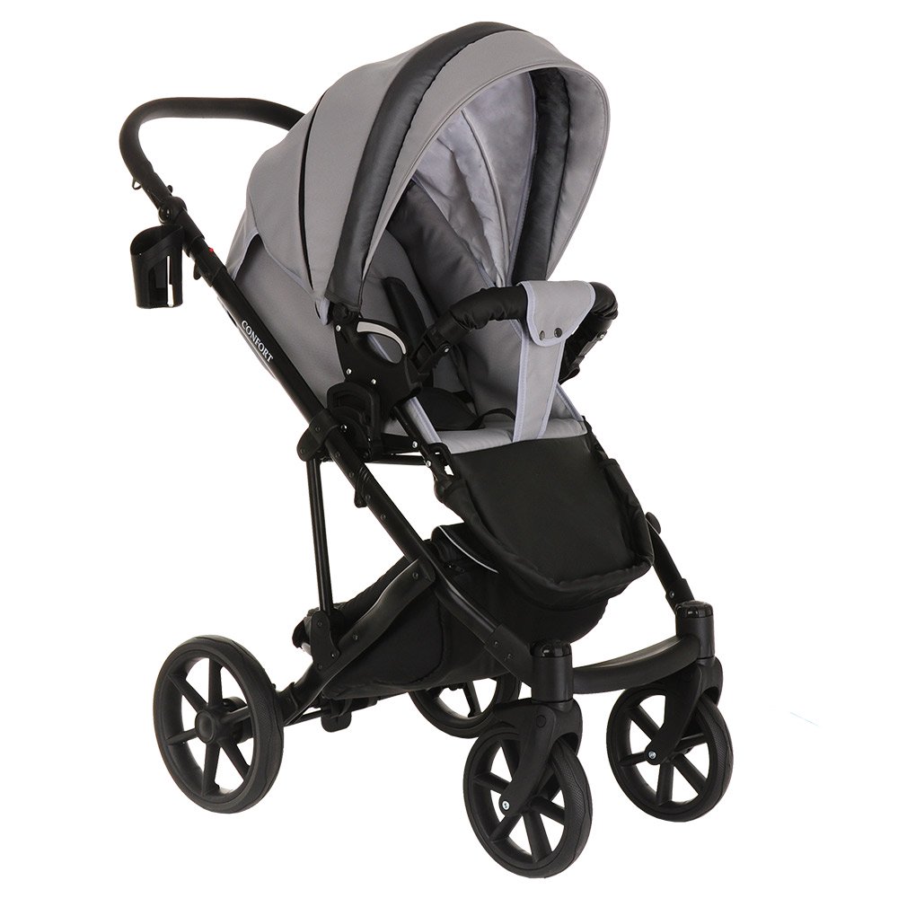 Коляска 2в1 Pituso Confort Plus Кожа Grey/Dark grey/Black купить,NaN