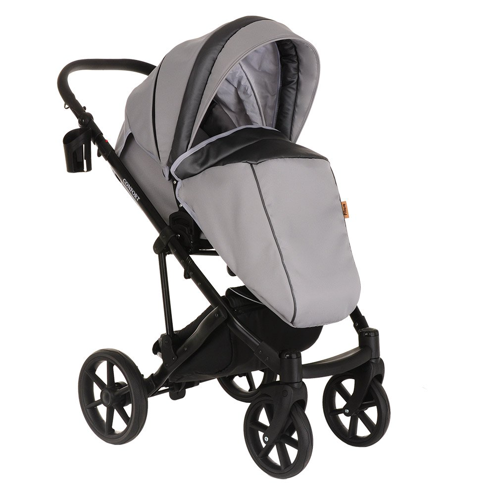 Коляска 2в1 Pituso Confort Plus Кожа Grey/Dark grey/Black купить,NaN