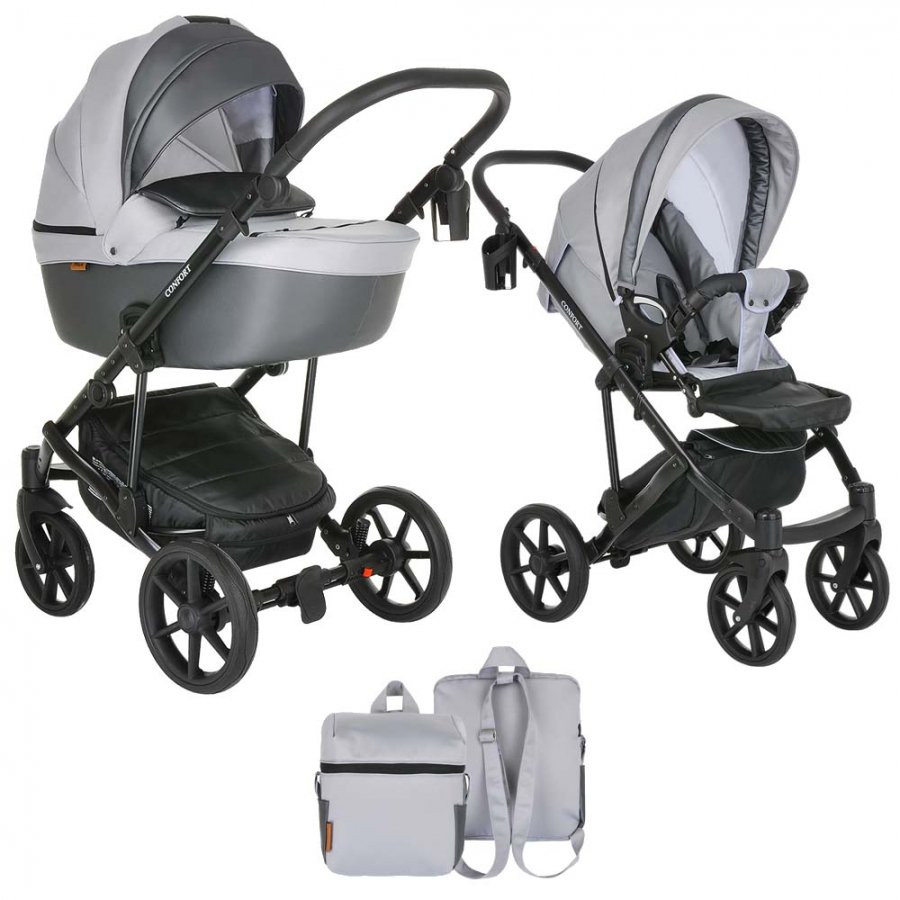 Коляска 2в1 Pituso Confort Plus Кожа Grey/Dark grey/Black купить,NaN
