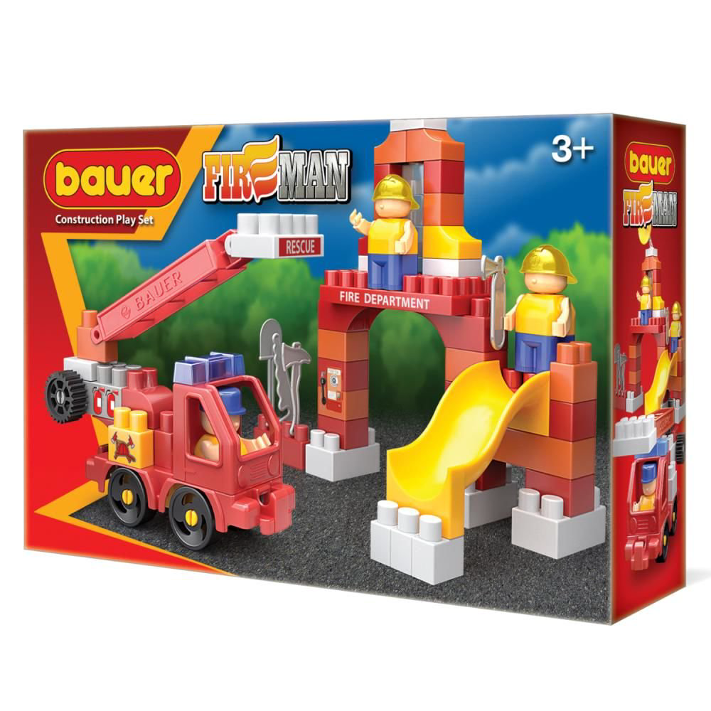 Конструктор Bauer Fireman набор пожарная машина и тренировочная площадка купить,NaN