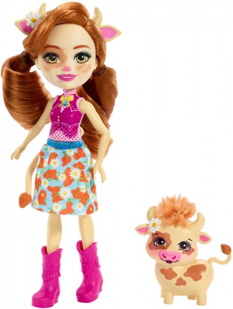 Кукла Mattel Enchantimals с любимой зверюшкой Коровка Кейли 15см купить,NaN