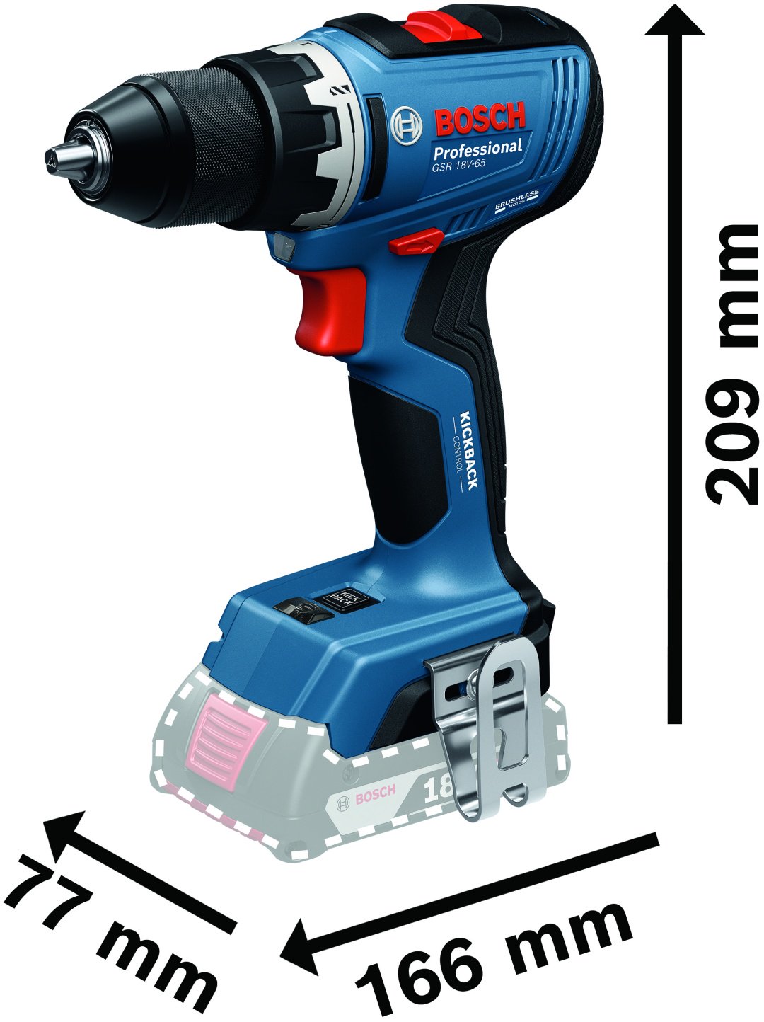 Аккумуляторная дрель-шуруповёрт Bosch GSR 18V-65 Professional, 06019N3000