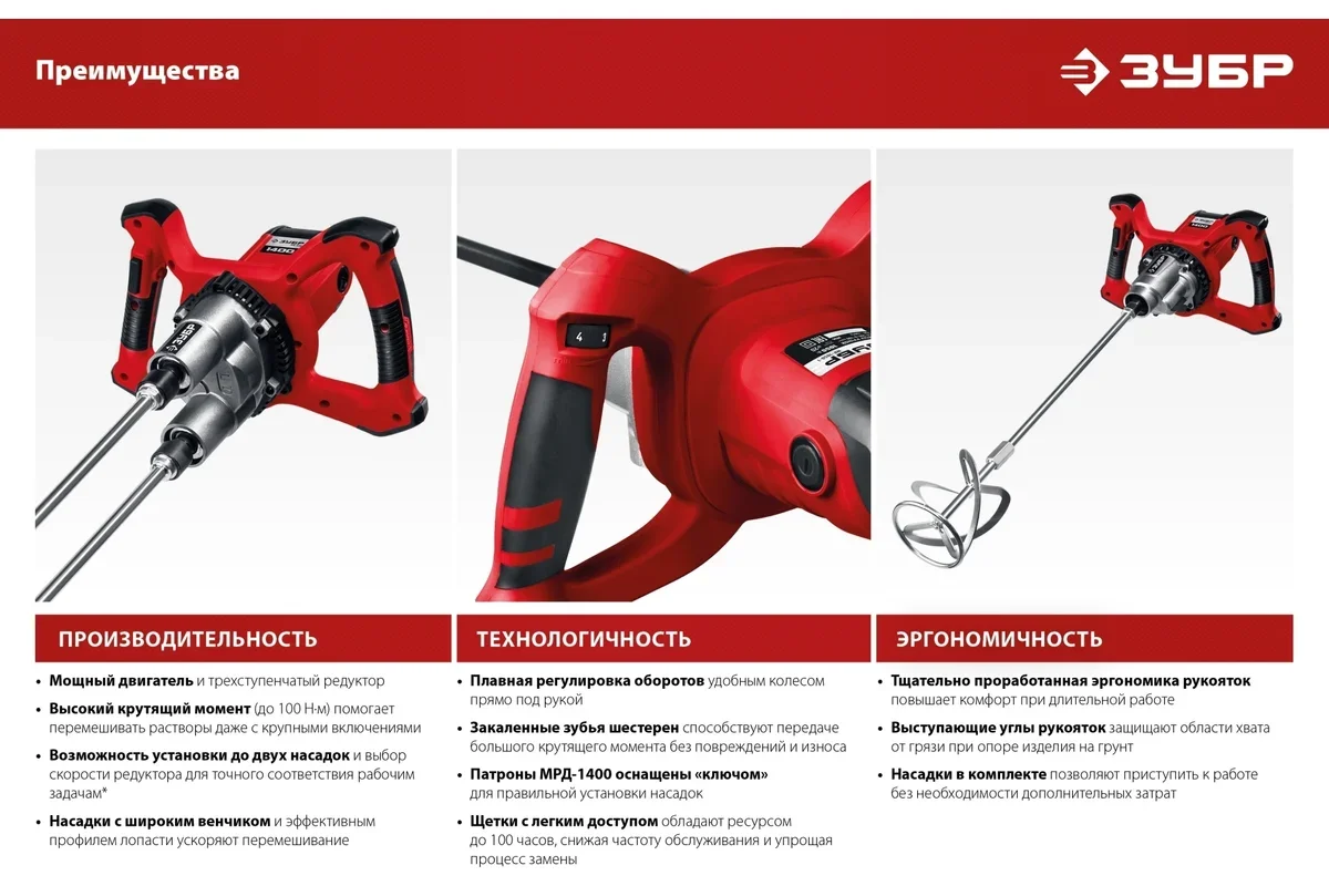 Миксер строительный Зубр МР-1600-2 купить,74870