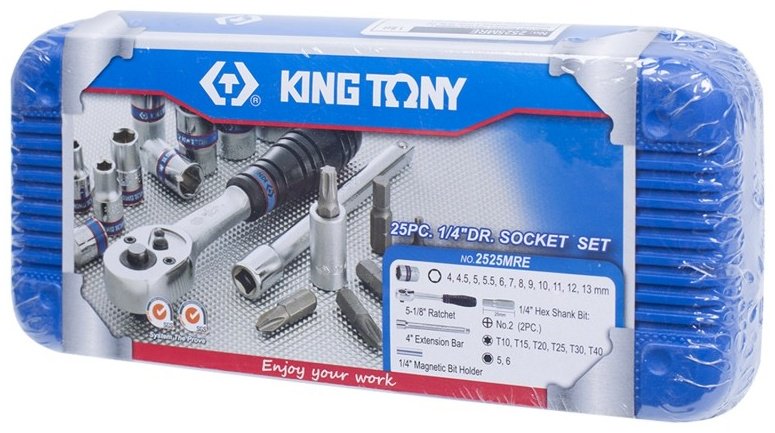 KING TONY набор торцевых головок 1/4 2525MRE 25 шт