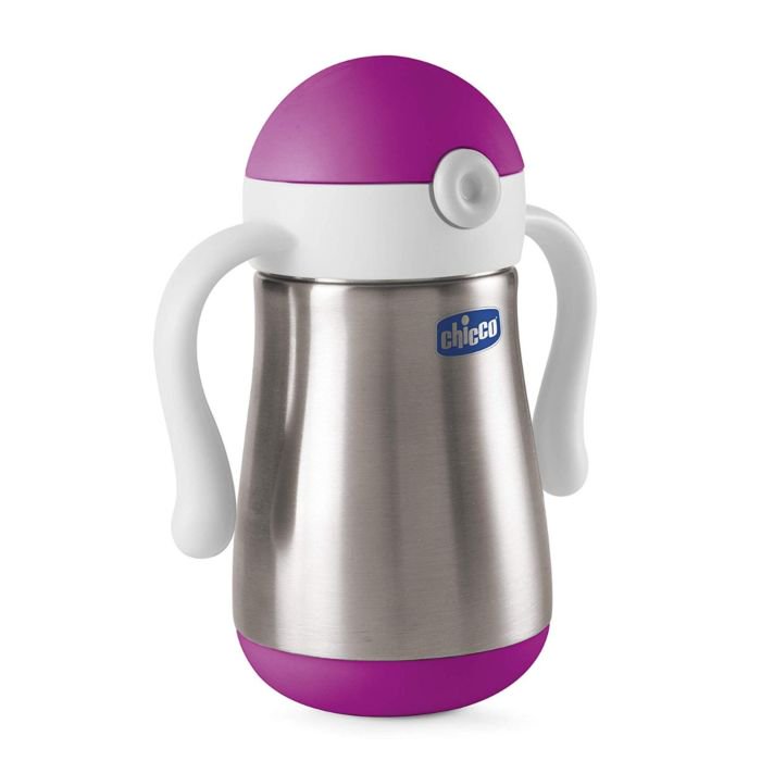 Термос-поильник Chicco Inox Cup с трубочкой и ручками 18м+ 237мл розовый купить,NaN