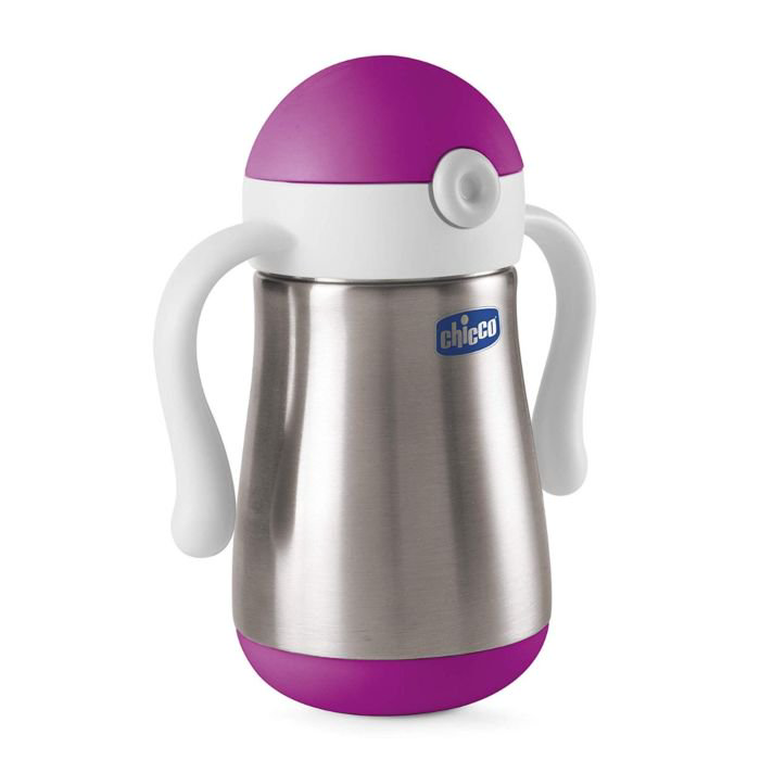 Термос-поильник Chicco Inox Cup с трубочкой и ручками 18м+ 237мл розовый купить,NaN