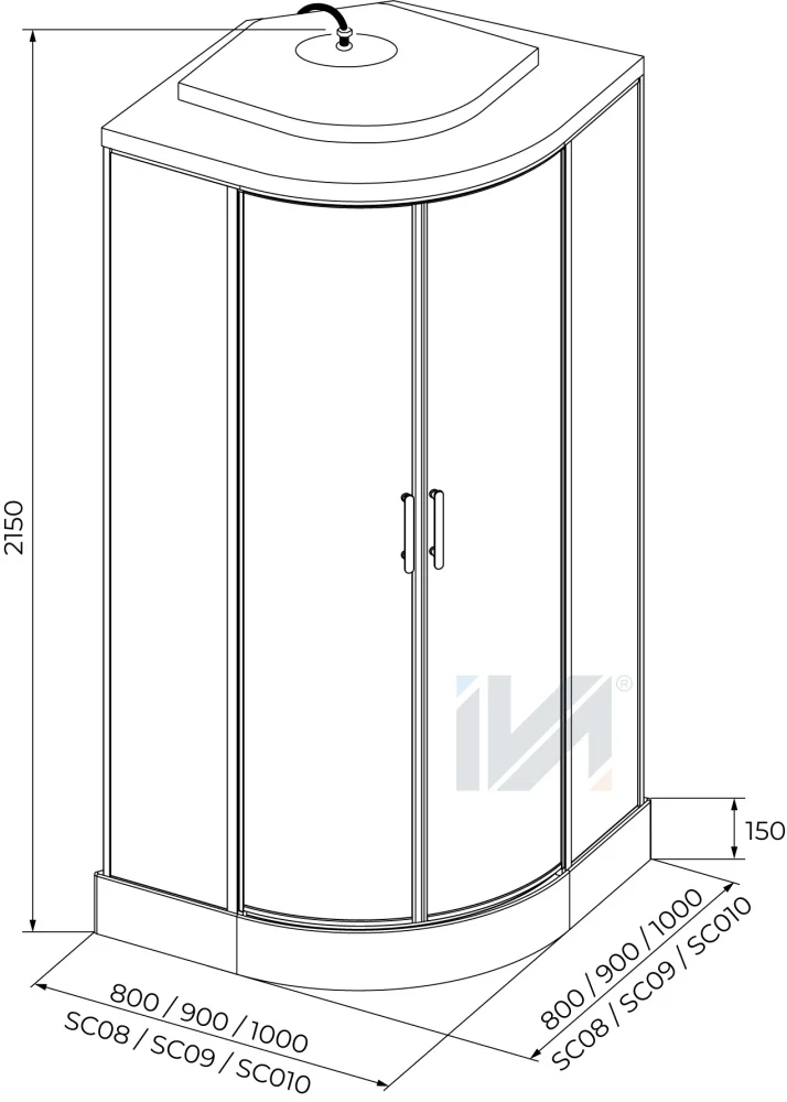 Душевая кабина Iva SC010CTG 215х100х100см