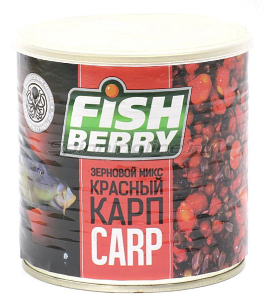 Прикормка Fish Berry зерновой микс Карп Красный клубника 430 мл купить,NaN
