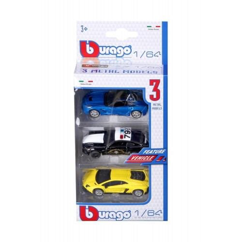 Набор машинок Bburago 1:64 3 шт купить,NaN
