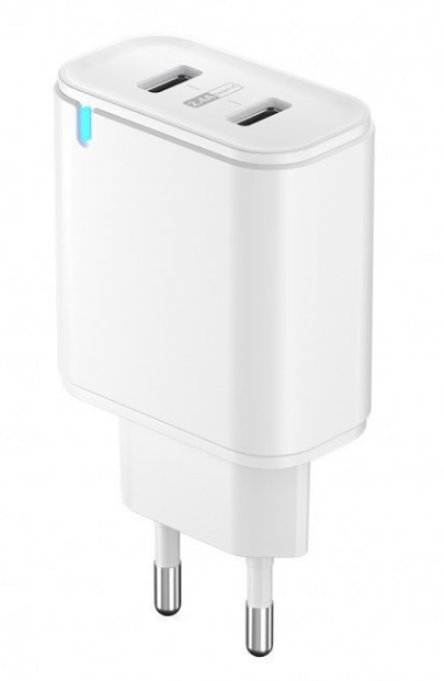 Зарядное устройство сетевое Olmio USBx2 Smart IC 2.4A белое купить,NaN