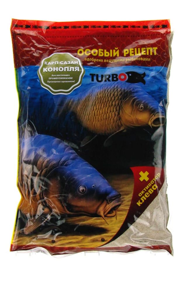 Прикормка Turbo универсальная Карп-Сазан Конопля 800 гр купить,NaN