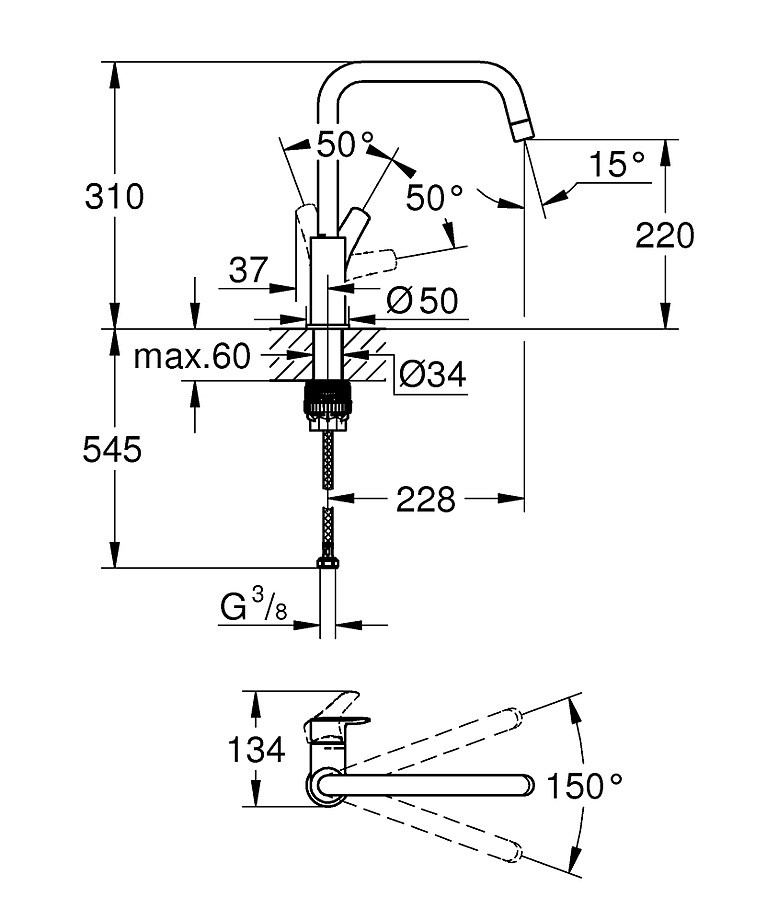 Смеситель Grohe Eurosmart 30567000 хром купить,NaN