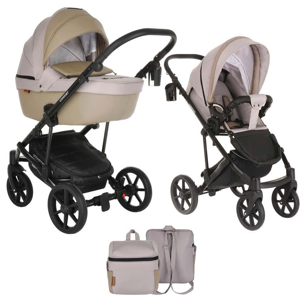 Коляска 2в1 Pituso Confort Plus Кожа Cappuccino/Black купить,NaN