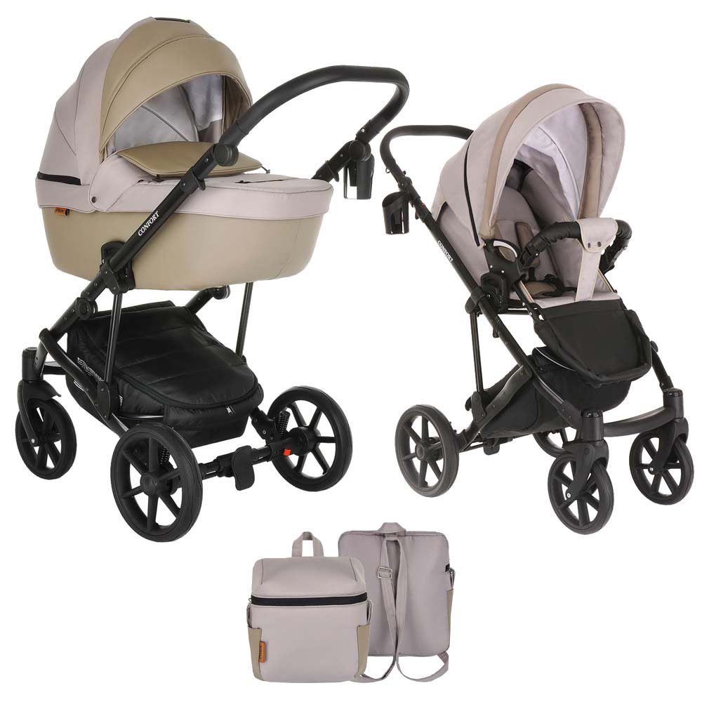 Коляска 2в1 Pituso Confort Plus Кожа Cappuccino/Black купить,NaN