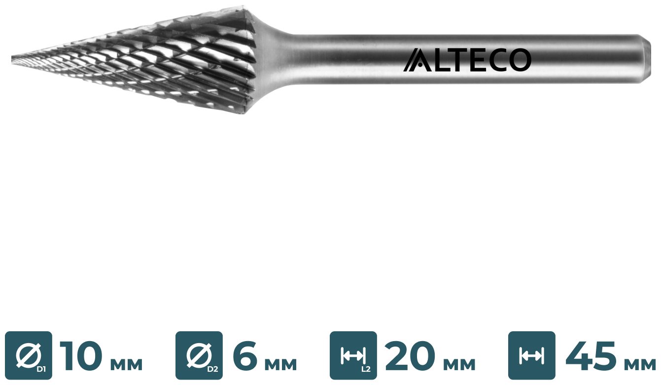 ALTECO фреза конусная 10 мм, 1 шт. арт M 1020/6 MX 75660 купить,NaN