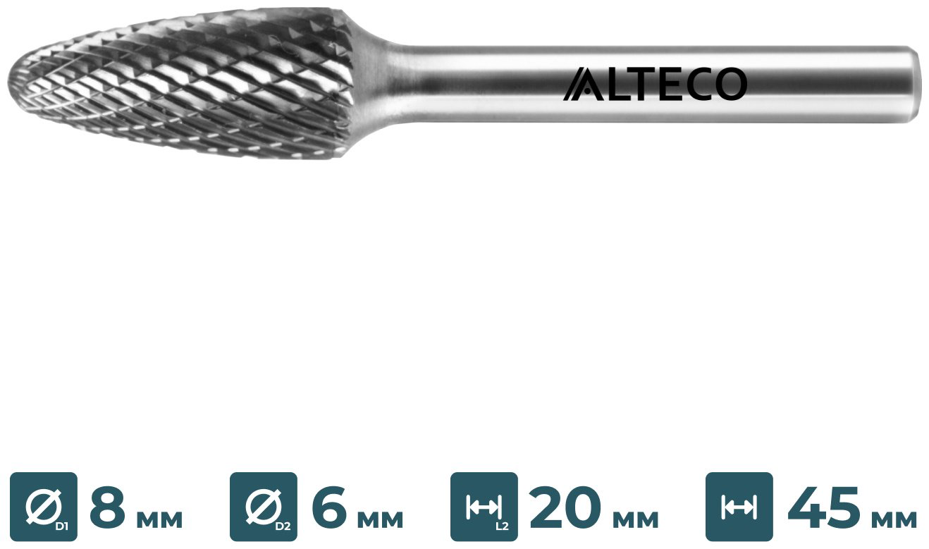 ALTECO фреза конусная 8 мм, 1 шт. арт F 0820/6 MX 75647