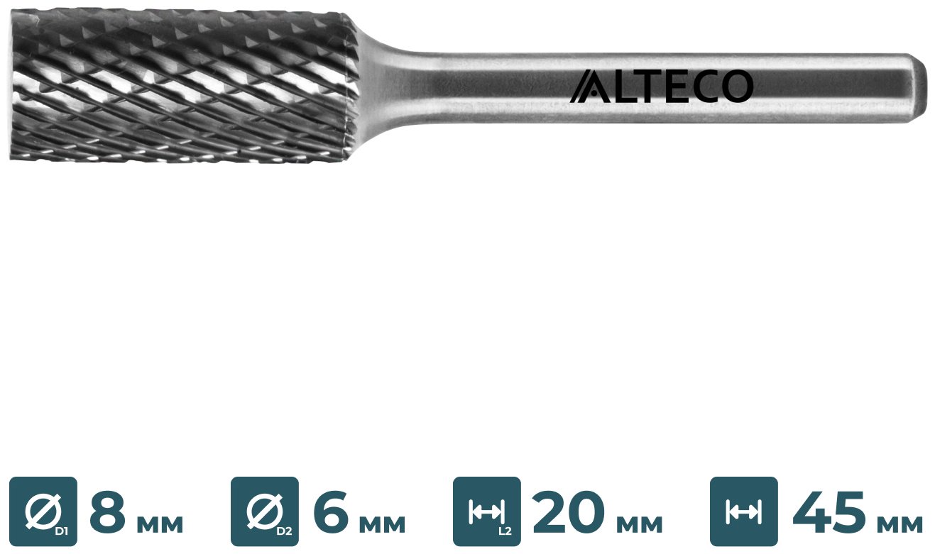 ALTECO фреза прямая 45 мм, 1 шт. арт A 0820/6 MX 75625